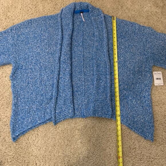 Free People blue BFF knit open-front fuzzy cardigan sweater size XS NWT - Picture 10 of 10